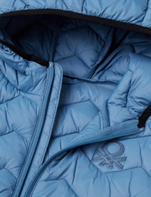 Benetton Sugar Paper Hooded Quilted Shell Gilet 6-14 In Sugar Paper