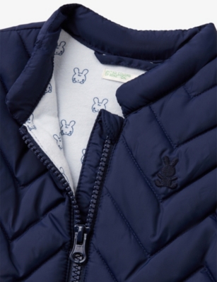 BENETTON: Rabbit-Print Lined Padded Shell Gilet 1-18 Months