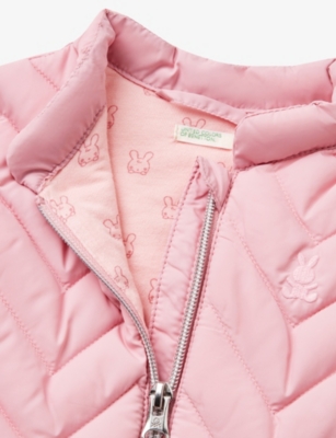 BENETTON: Rabbit-Print Lined Padded Shell Gilet 1-18 Months