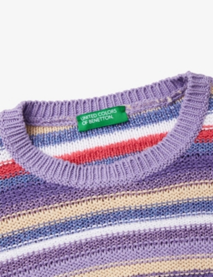 BENETTON: Striped Metallic-Weave Stretch-Woven Jumper 7-14 Years