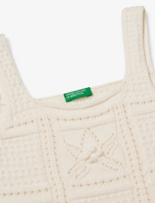 BENETTON: Star Cut-Out Crotchet Top 6-14 Years