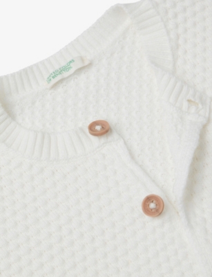 BENETTON: Textured Cotton-Knit Cardigan 1-18 Months