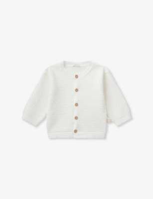 BENETTON: Textured Cotton-Knit Cardigan 1-18 Months