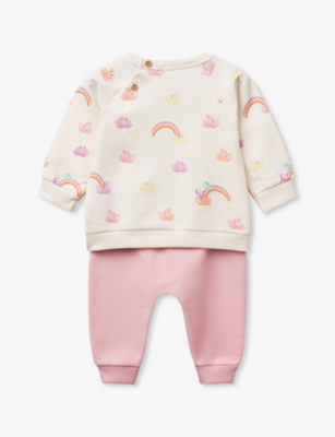 BENETTON: Graphic-Print Cotton-Jersey Sweatshirt and Trousers Set 1-18 Months