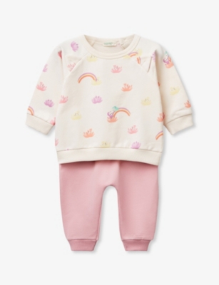 BENETTON: Graphic-Print Cotton-Jersey Sweatshirt and Trousers Set 1-18 Months