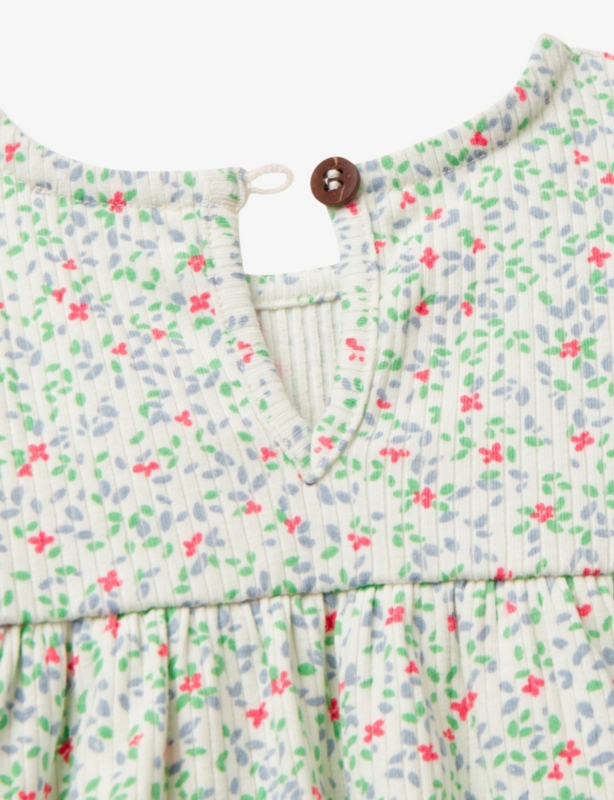 Floral-Print Long-Sleeve Stretch-Cotton Dress 1-18 Months