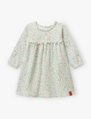 BENETTON: Floral-Print Long-Sleeve Stretch-Cotton Dress 1-18 Months