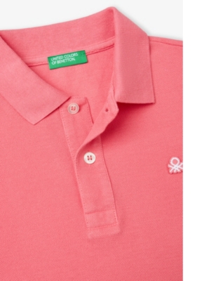 Benetton Womens Cyclamen Logo-embroidered Short-sleeve Cotton Polo Shirt 6-14