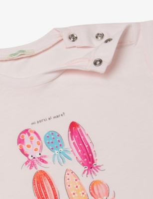 BENETTON: Graphic-Print Sleeveless Cotton T-Shirt