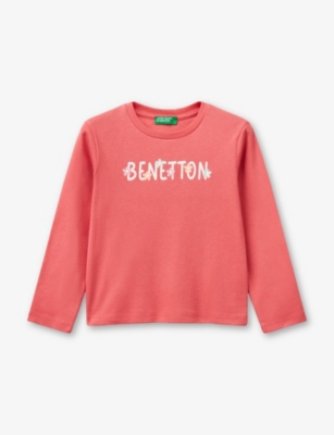 BENETTON: Glitter-Logo Long-Sleeve Cotton-Jersey T-Shirt 18 Months - 6 Years