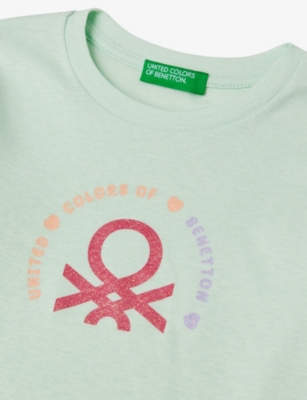 BENETTON: Glitter-Logo Long-Sleeve Cotton-Jersey T-Shirt 18 Months - 6 Years