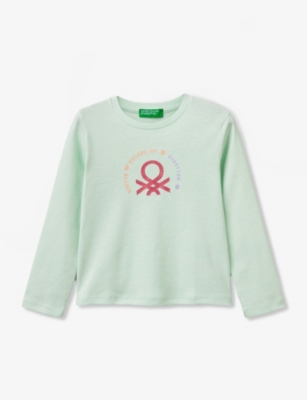 BENETTON: Glitter-Logo Long-Sleeve Cotton-Jersey T-Shirt 18 Months - 6 Years