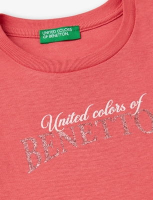BENETTON: Glitter-Logo Long-Sleeve Cotton-Jersey T-Shirt 6-14 Years