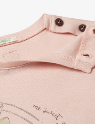 Shop Benetton Powder Watercolour -print Buttoned-shoulder Cotton Top 1-18