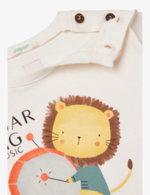 BENETTON: Watercolour -Print Buttoned-Shoulder Cotton Top 1-18 Months