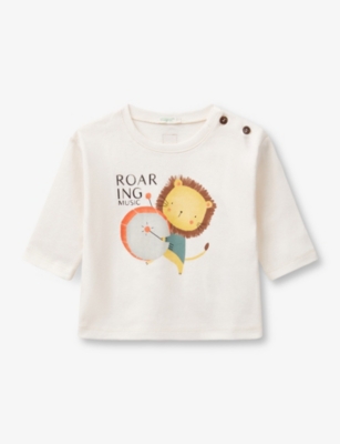 BENETTON: Watercolour -Print Buttoned-Shoulder Cotton Top 1-18 Months