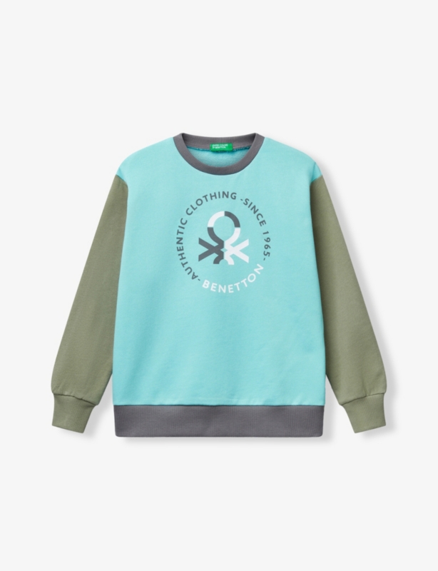 Contrast Graphic Logo-Print Cotton Sweatshirt 6-14 Years
