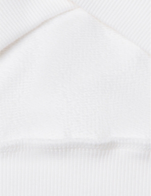 BENETTON OPTICAL WHITE LOGO-PRINT RELAXED-FIT COTTON HOODY 6-14