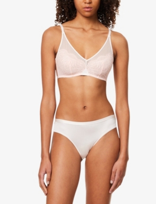 HANRO: Gale Lace-Embroidery Stretch-Woven Bra