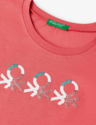 BENETTON: Glitter-Logo Short-Sleeve Cotton-Jersey T-Shirt 6-14 Years