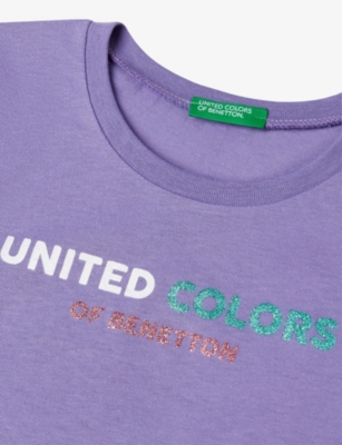 BENETTON: Glitter-Logo Short-Sleeve Cotton-Jersey T-Shirt 6-14 Years