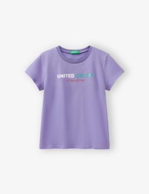 BENETTON: Glitter-Logo Short-Sleeve Cotton-Jersey T-Shirt 6-14 Years
