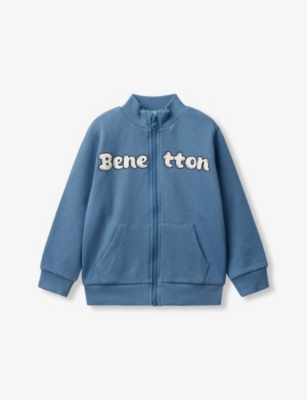 BENETTON: Logo-Print Zip-Up Cotton-Jersey Sweatshirt 18 Months - 6 Years