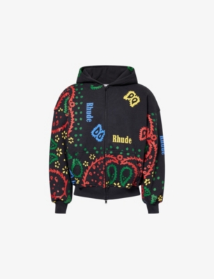 Rhude Mens  Bandana Printed Cotton Hoody