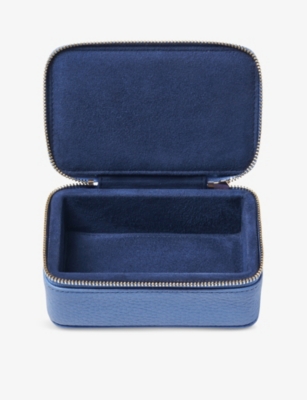 Aspinal Of London Branded Medium Leather Jewellery Case In Capri Blue