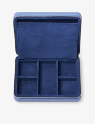 Aspinal Of London Capri Blue Branded Large Leather Jewellery Case
