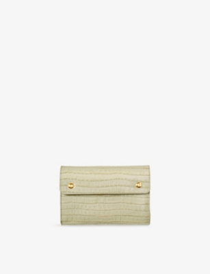 Aspinal Of London Womens Pistachio Croc-effect Small Leather Rolled Jewellery Case