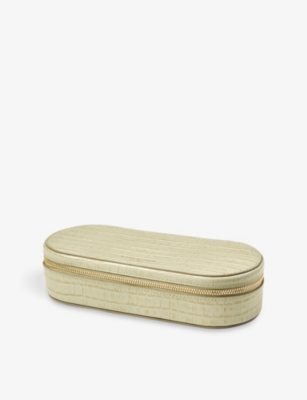 Aspinal Of London Pistachio Croc-effect Small Leather Jewellery And Watch Case