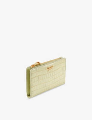 Aspinal Of London Croc-embossed Leather Mayfair Wallet In Pistachio