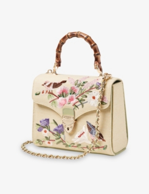 Aspinal Of London Womens Multi Midi Mayfair English Garden Bird Woven Top-handle Bag In Multi