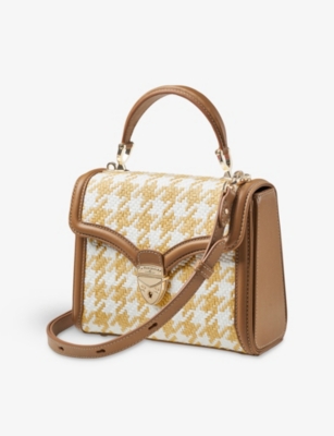Aspinal Of London Womens Neutral Midi Mayfair Raffia Shoulder Bag