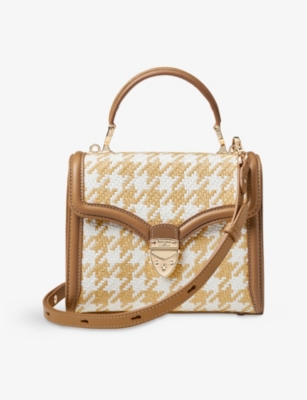 Aspinal Of London Womens Neutral Midi Mayfair Raffia Shoulder Bag