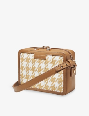 Aspinal Of London Womens Neutral Contrast-weave Leather Camera Bag