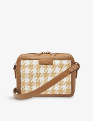 Aspinal Of London Womens Neutral Contrast-weave Leather Camera Bag
