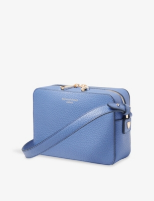 Aspinal Of London Womens Capri Blue Camera Grained Leather Crossbody Bag
