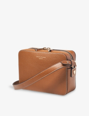 Aspinal Of London Womens Tan Camera Grained Leather Crossbody Bag In Brown