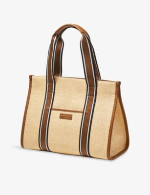 Aspinal Of London Womens Neutral Henley Raffia And Leather Tote Bag