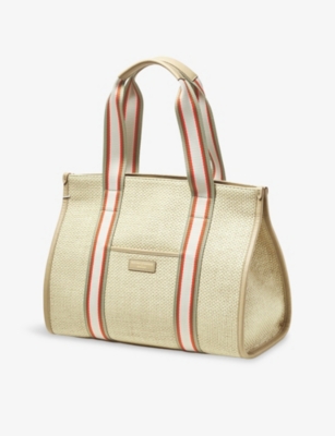 Aspinal Of London Womens Pistachio Henley Raffia And Leather Tote Bag