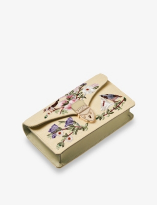 Aspinal Of London Womens Multi Mayfair English Garden Bird Woven Clutch Bag In Multi