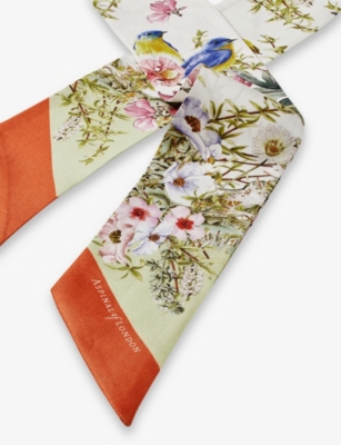ASPINAL OF LONDON: Edwardian Garden Silk Twill Scarf