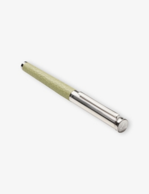 ASPINAL OF LONDON: London Rhodium-Plated Brass and Leather Ballpoint Pen