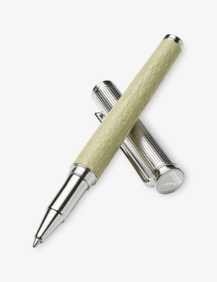 ASPINAL OF LONDON: London Rhodium-Plated Brass and Leather Ballpoint Pen