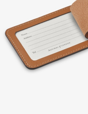 Aspinal Of London Tan Logo-print Leather Luggage Tag In Brown