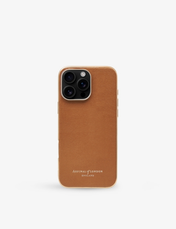 Logo-Embossed Leather iPhone 16 Max Phone Case