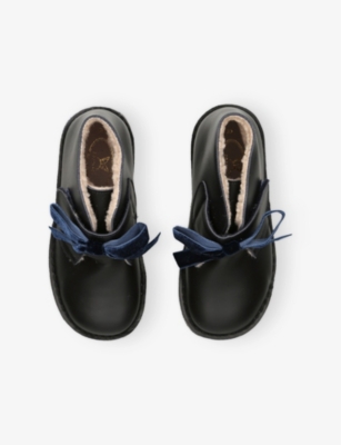 PAPOUELLI MENS NAVY KIDS' ARGENTA LEATHER ANKLE BOOTS EUR 30 / 12 UK