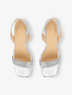 CASTAÃ±ER WOMENS SILVER BARBY WOVEN METALLIC HEELED SANDALS EUR 38/5 UK 